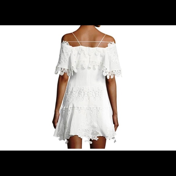 Few Moda Cold Shoulder White Eyelet Dress size L. NWOT. - Picture 3 of 5